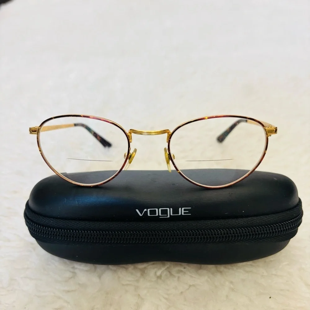 Vogue Gold and Brown Tortoiseshell Glasses Frame Only with Black Case